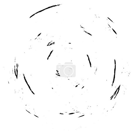 Ilustración de Patrón negro redondo texturizado de angustia abstracta sobre fondo blanco - Imagen libre de derechos