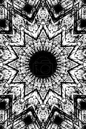Illustration for Ornamental kaleidoscopic  black and white background - Royalty Free Image