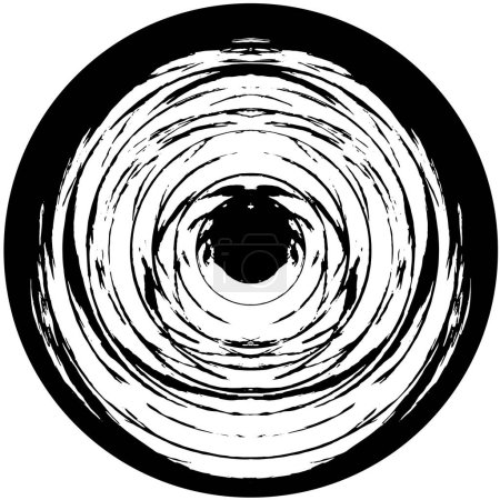 Téléchargez les illustrations : Cercle grunge abstrait sur fond blanc, beau motif noir et blanc - en licence libre de droit