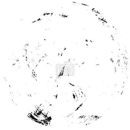 Ilustración de Círculo grunge abstracto sobre fondo blanco, patrón creativo en blanco y negro, textura de tinta - Imagen libre de derechos