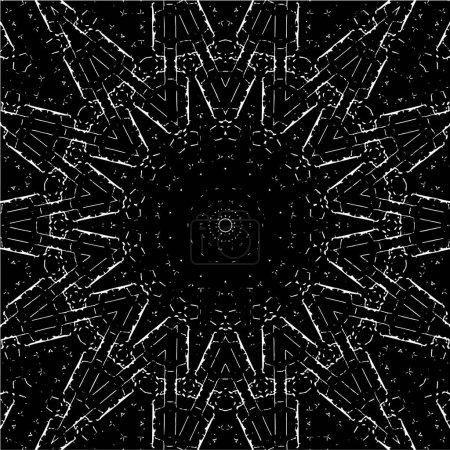 Illustration for Black and white ornamental background with kaleidoscopic pattern - Royalty Free Image