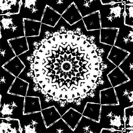 Téléchargez les illustrations : Fond ornemental noir et blanc avec motif kaléidoscopique - en licence libre de droit