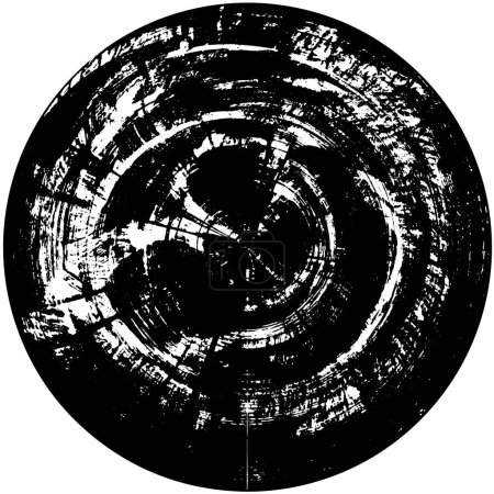 Ilustración de Sello redondo negro abstracto sobre fondo blanco. - Imagen libre de derechos