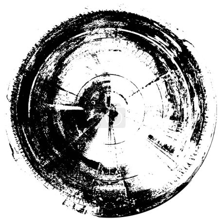 Téléchargez les illustrations : Abstrait noir et blanc cercle timbre, fond grunge, illustration vectorielle - en licence libre de droit