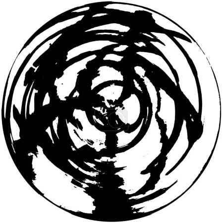 Téléchargez les illustrations : Grunge Round Element. Peinture abstraite de cercle pour la conception graphique créative. Distress texture toile de fond. Arrière-plan en forme d'anneau avec des éléments géométriques d'un kaléidoscope - en licence libre de droit