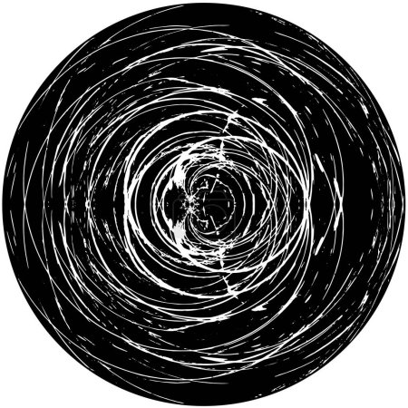 Téléchargez les illustrations : Grunge Round Element. Peinture abstraite de cercle pour la conception graphique créative. Distress texture toile de fond. Arrière-plan en forme d'anneau avec des éléments géométriques d'un kaléidoscope. - en licence libre de droit