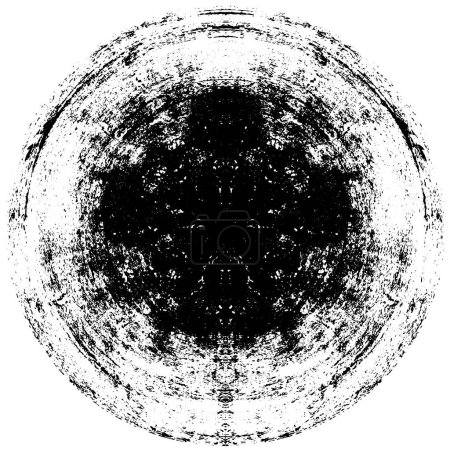 Ilustración de Grunge Round Element. Pintura abstracta del círculo para el diseño gráfico creativo. Fondo de textura de angustia. Fondo en la forma de un anillo con elementos geométricos de un caleidoscopio - Imagen libre de derechos