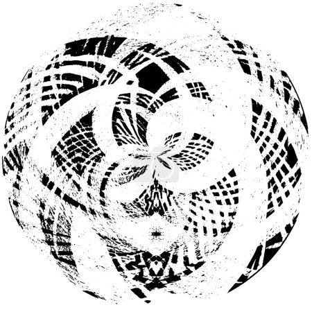 Ilustración de Fondo redondo angustiado en textura en blanco y negro - Imagen libre de derechos