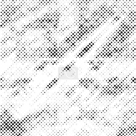 Ilustración de Partículas monocromáticas textura abstracta. Antecedentes de grietas, rasguños, astillas, manchas, manchas de tinta, líneas. Superficie de fondo de diseño oscuro. Elemento de impresión gris - Imagen libre de derechos