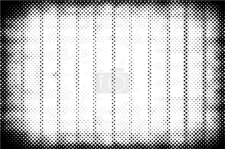 Illustration for Abstract grunge grid polka dot halftone background pattern. Spotted black and white illustration - Royalty Free Image