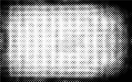 Ilustración de Grunge cuadrícula abstracta lunares patrón de fondo de medio tono. Ilustración en blanco y negro manchado - Imagen libre de derechos