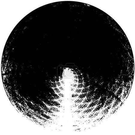 Téléchargez les illustrations : Timbre de forme ronde noire sur fond blanc, texture grunge abstraite, illustration vectorielle - en licence libre de droit