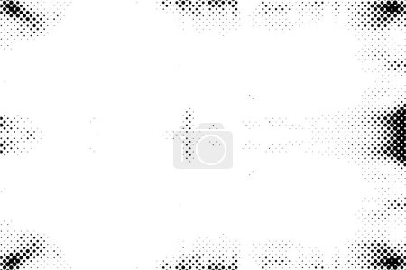 Téléchargez les illustrations : Grunge grille abstraite motif de fond demi-teinte à pois. Illustration en noir et blanc tacheté - en licence libre de droit