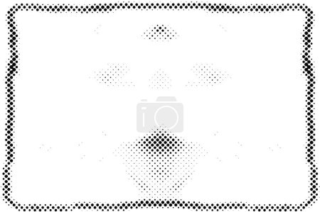 Téléchargez les illustrations : Fond de ligne vectorielle grunge noir et blanc repéré. Illustration abstraite en demi-teinte. Grunge grille motif de fond à pois - en licence libre de droit