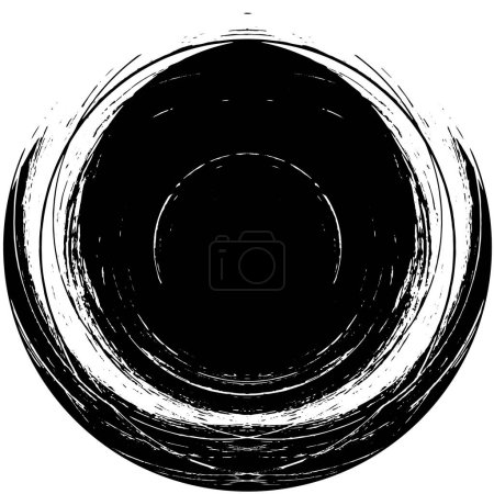Téléchargez les illustrations : Timbre abstrait de forme ronde noire sur fond blanc. Élément de design graphique pour le web, l'identité d'entreprise, les cartes, les impressions, etc. Illustration vectorielle - en licence libre de droit