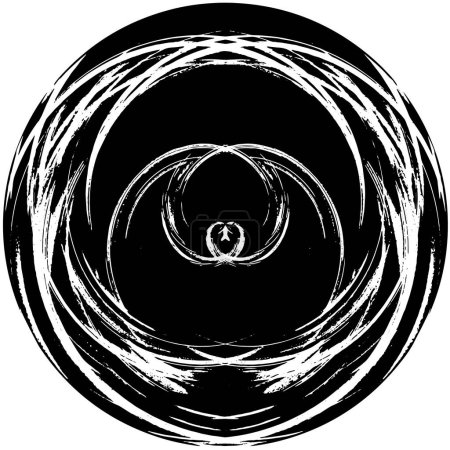 Ilustración de Sello de forma redonda negro abstracto sobre fondo blanco. Elemento de diseño gráfico para web, identidad corporativa, tarjetas, impresiones, etc. Ilustración vectorial - Imagen libre de derechos