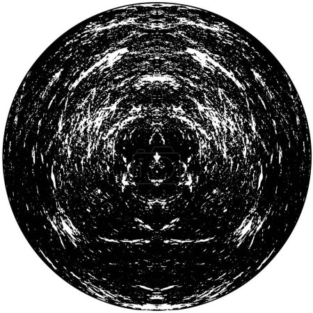 Ilustración de Fondo redondo angustiado en textura en blanco y negro con arañazos, líneas - Imagen libre de derechos