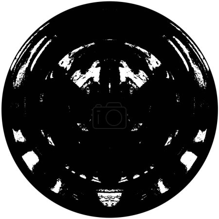 Illustration for Round distressed background in black and white texture with scratches, lines - Royalty Free Image