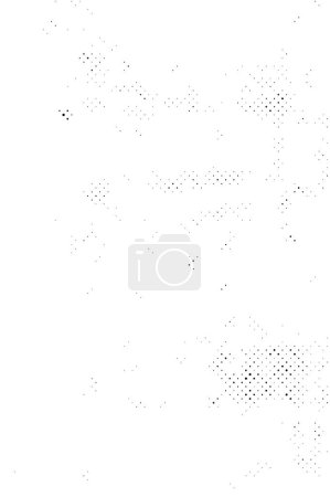 Téléchargez les illustrations : Texture vectorielle de détresse monochrome noir et blanc avec points et ombres - en licence libre de droit
