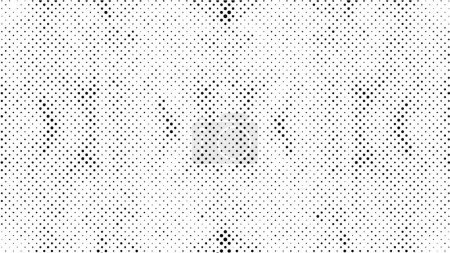 Ilustración de Fondo de línea grunge blanco y negro manchado. Fondo abstracto de ilustración de medio tono. Grunge rejilla lunares patrón de fondo - Imagen libre de derechos