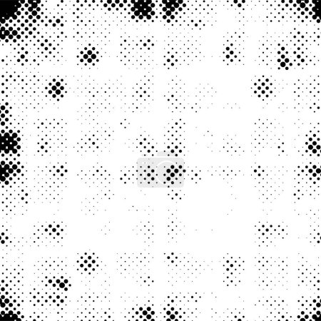 Ilustración de Negro y blanco monocromo viejo grunge envejecido fondo. textura antigua abstracta con puntos - Imagen libre de derechos