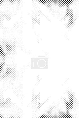 Téléchargez les illustrations : Abstrait demi-teinte noir et blanc fond monochrome avec motif chaotique, illustration vectorielle - en licence libre de droit