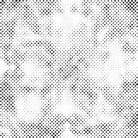Téléchargez les illustrations : Fond monochrome noir et blanc. texture abstraite avec motif de points, fond grunge demi-ton grain, illustration vectorielle - en licence libre de droit