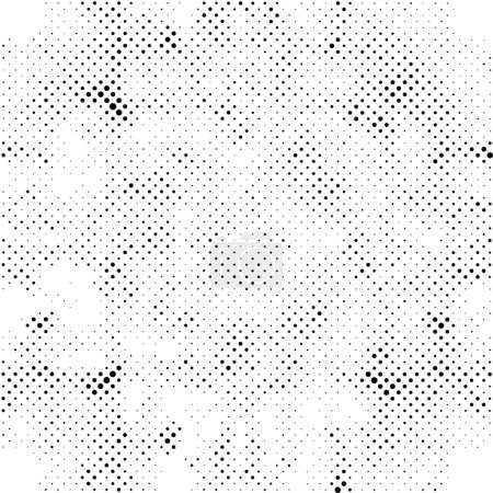 Illustration for Black and white monochrome grunge background. abstract texture with dots pattern - Royalty Free Image