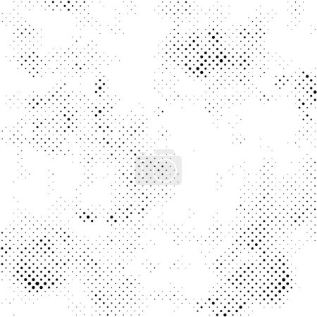 Téléchargez les illustrations : Fond grunge monochrome noir et blanc. texture abstraite avec motif de points, illustration vectorielle - en licence libre de droit
