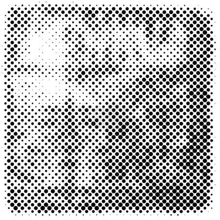 Illustration for Black and white halftone pattern. Ink Print Distress Background . Dots Grunge Texture. Monochrome surface for your design. - Royalty Free Image