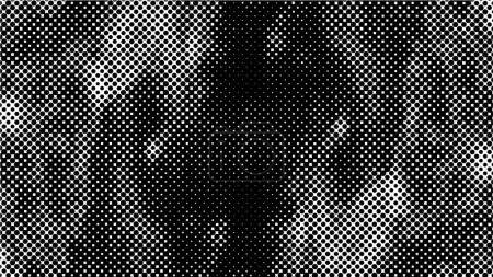 Illustration for Abstract halftone black and white monochrome background with chaotic pattern, vector illustration - Royalty Free Image
