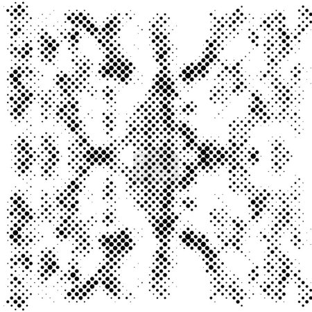 Téléchargez les illustrations : Abstrait demi-teinte noir et blanc fond monochrome avec motif chaotique, illustration vectorielle - en licence libre de droit