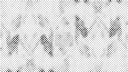 Illustration for Abstract grunge grid polka dot halftone background pattern. Spotted black and white line illustration - Royalty Free Image