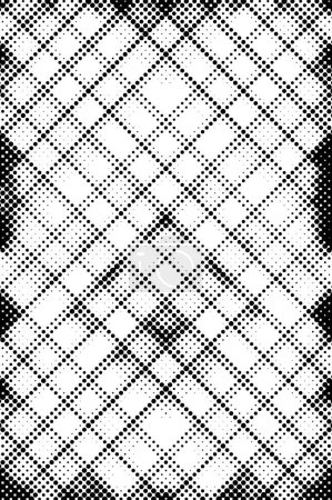Ilustración de Fondo de línea grunge blanco y negro manchado. Fondo abstracto de ilustración de medio tono. Grunge rejilla lunares patrón de fondo - Imagen libre de derechos