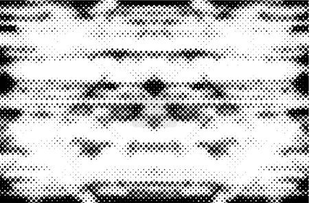 Ilustración de Medio tono abstracto blanco y negro. Un fondo monocromo de un patrón caótico. Fantástica textura para imprimir en tarjetas de visita, carteles, etiquetas - Imagen libre de derechos