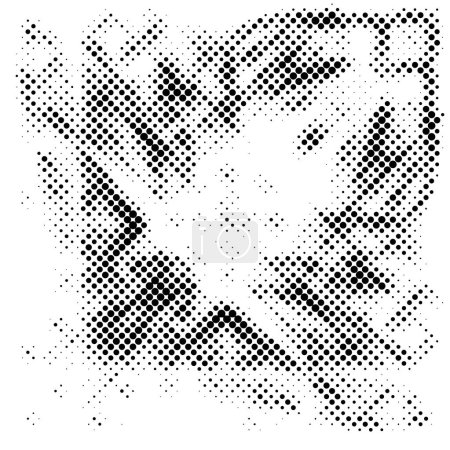 Téléchargez les photos : Abstrait fond noir et blanc avec des points, texture pointillée grunge, dessin d'illustration vectorielle - en image libre de droit