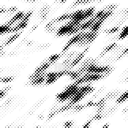 Téléchargez les illustrations : Abstrait fond pointillé noir et blanc, texture grunge deux couleurs, illustration vectorielle - en licence libre de droit