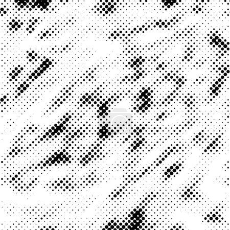 Téléchargez les illustrations : Halftone Dots Grunge Texture. motif abstrait noir et blanc avec des points, illustration vectorielle - en licence libre de droit