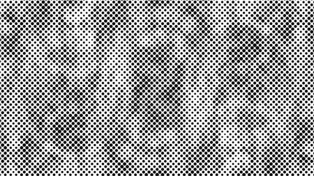 Téléchargez les illustrations : Fond de ligne vectorielle grunge noir et blanc repéré. Illustration abstraite en demi-teinte. Grunge grille motif de fond à pois - en licence libre de droit