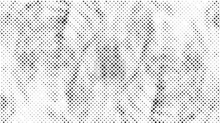 Téléchargez les illustrations : Fond monochrome noir et blanc. texture abstraite avec motif de points, fond de grain demi-ton grunge, illustration vectorielle - en licence libre de droit