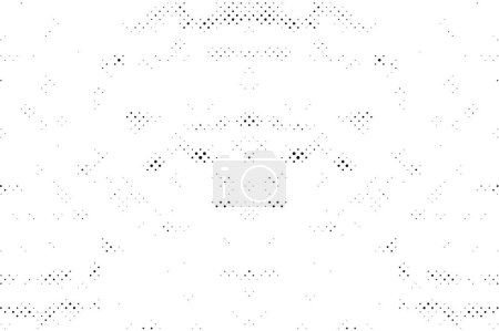 Téléchargez les illustrations : Fond monochrome noir et blanc. texture abstraite avec motif de points, fond de grain demi-ton grunge, illustration vectorielle - en licence libre de droit