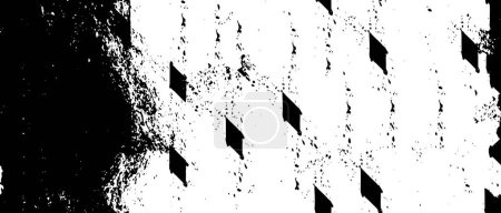 Illustration for Abstract grunge grid stripe halftone background pattern. Black and white line vector illustration - Royalty Free Image