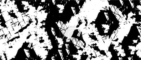 Téléchargez les illustrations : Grunge grille abstraite rayure motif de fond demi-teinte. Illustration vectorielle en noir et blanc - en licence libre de droit