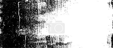 Téléchargez les illustrations : Fond abstrait noir et blanc. Texture monochrome de points, fissures, poussière, taches. Modèle pour l'impression et la conception - en licence libre de droit
