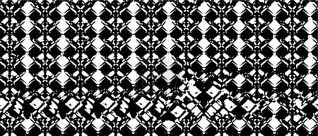 Téléchargez les illustrations : Grunge grille abstraite rayure motif de fond demi-teinte. Illustration vectorielle en noir et blanc - en licence libre de droit