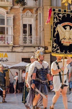 Photo for CARTAGENA, SPAIN -  23 SEPTEMBER 2022 Carthaginians and Romans historic holidays, celebrated in the Spanish city of Cartagena since 1990 to commemorate the historical events that took place in the city during the Second Punic War - Royalty Free Image