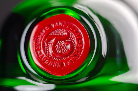 Photo for LONDON, UK - 28 MARCH 2024 Tanqueray London Dry, an iconic bottle shape inspired by the three-piece cocktail shaker that was famous during Prohibition in the Roaring Twenties - Royalty Free Image