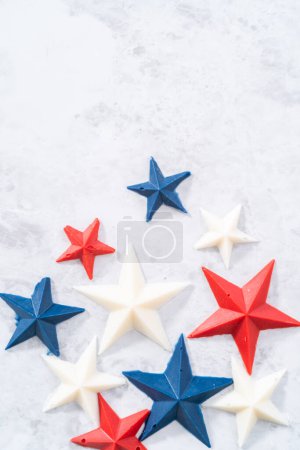 Photo for Homemade color chocolate stars that are made from color chocolate molds. - Royalty Free Image