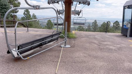 Photo for Colorado Springs, Colorado, USA-August 17, 2022-Ski lift ride at the Cheyenne Mountain Zoo during the summer. - Royalty Free Image