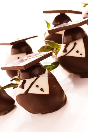 Foto de Fresas cubiertas de chocolate gourmet decoradas para la fiesta de graduación
. - Imagen libre de derechos